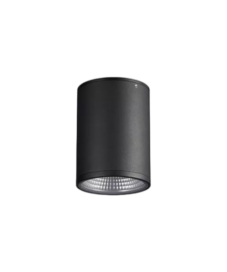 Luna Luce Italia LL-1016 outdoor spotlight in black, front view.